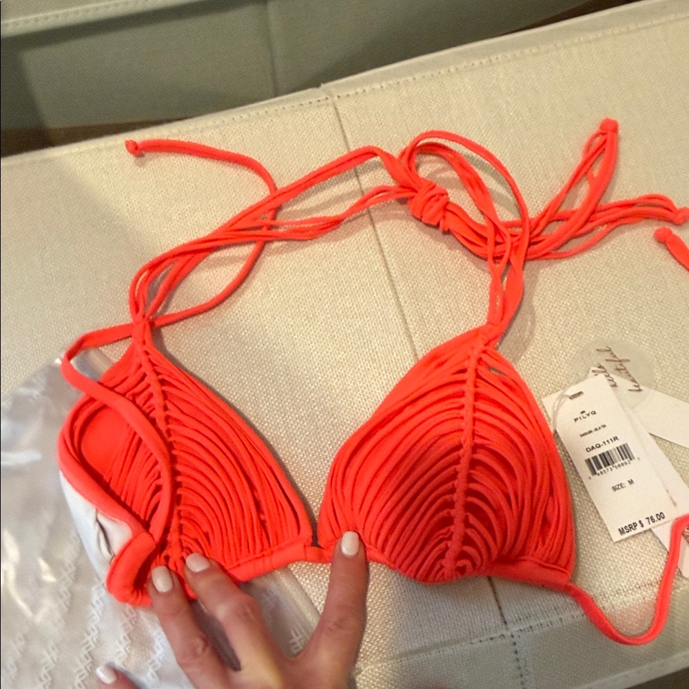 Pilyq Vibrant Coral Bikini Top